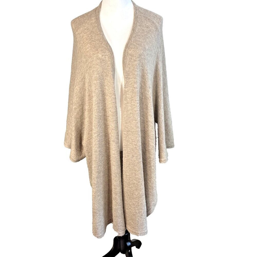 Claudia Nichole Alashan Cashmere Merino Wool Beige Open Cardigan One-Size